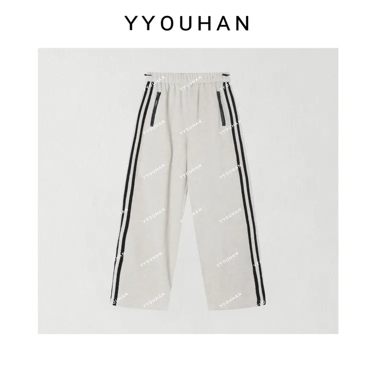 月月 2025冬季新款侧缝撞色条纹加绒加厚校服裤休闲裤 2511C7801