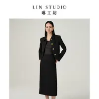 【外套】琳工坊香袅黑色外套时尚优雅大气千金腔调感穿搭唐琳设计