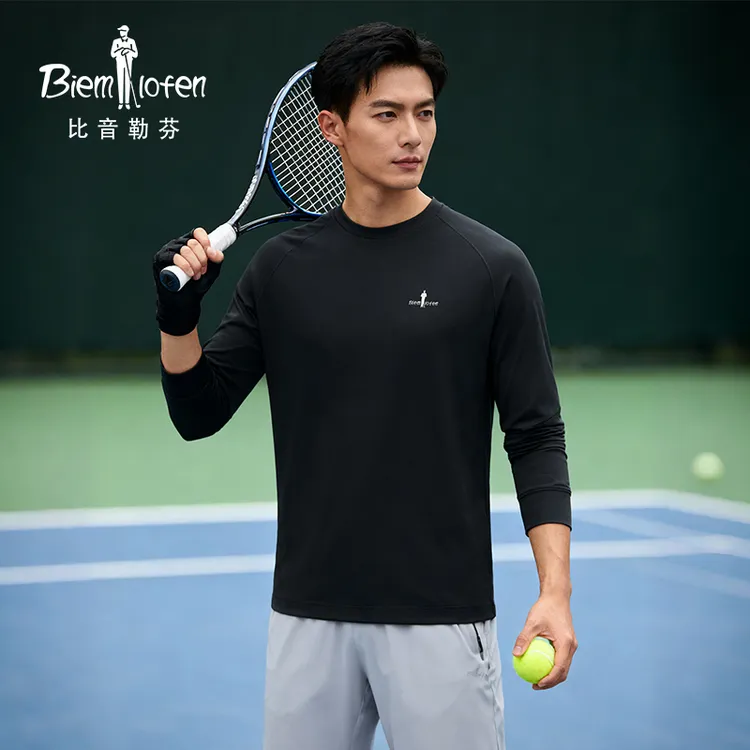 【重工双面针织】比音勒芬25秋冬新款卫衣休闲印花圆领长袖t恤男装