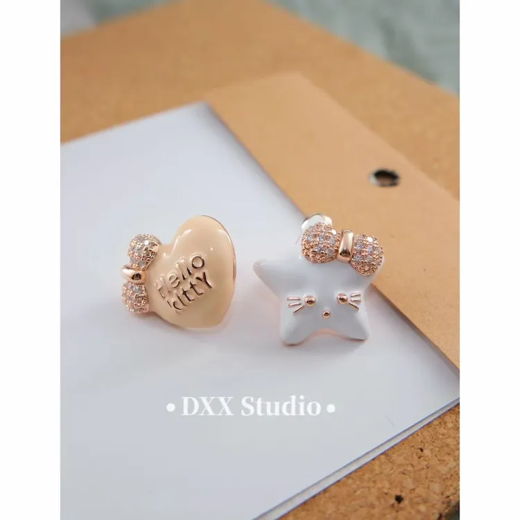 铜合金锆石耳饰 小众设计爱心时尚韩版精致气质AB款耳饰45247