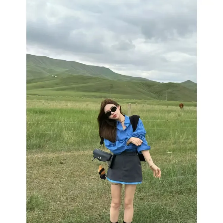 2025早秋季法式气质穿搭套装女宽松衬衫配披肩韩系入秋衣服一整套