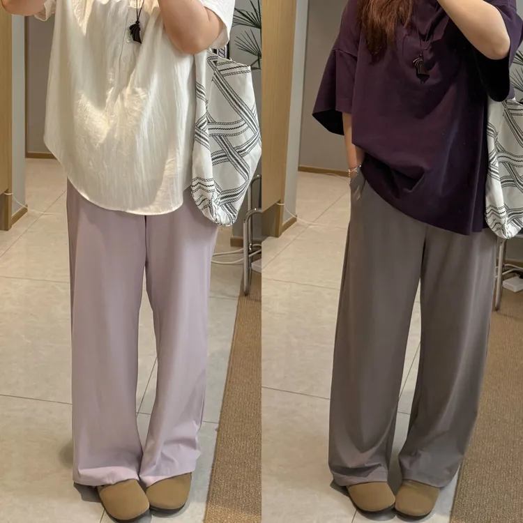 夏季新款薄款凉凉面膜裤直筒宽松日常百搭休闲大码女装微胖mm