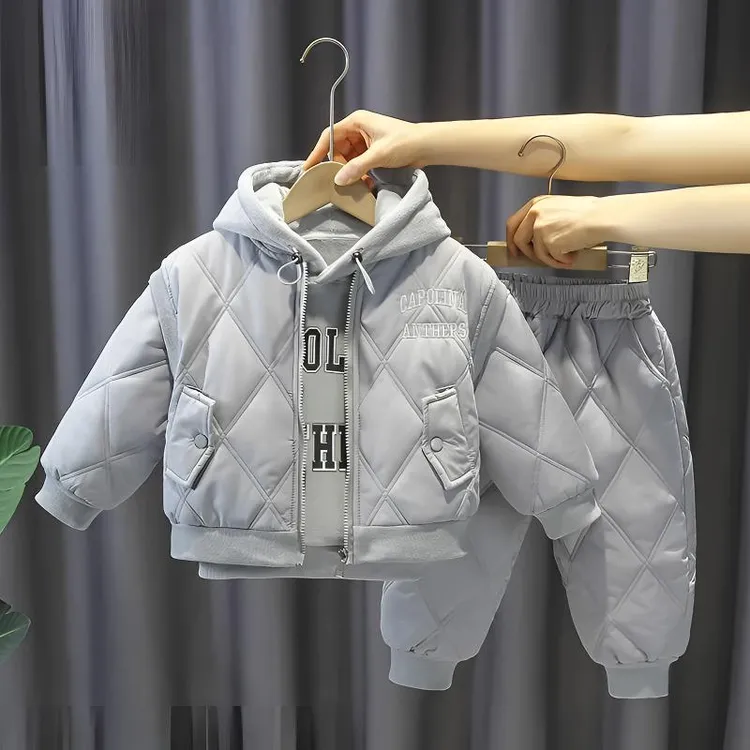 儿童三件套保暖棉衣套装保暖韩版秋冬套装