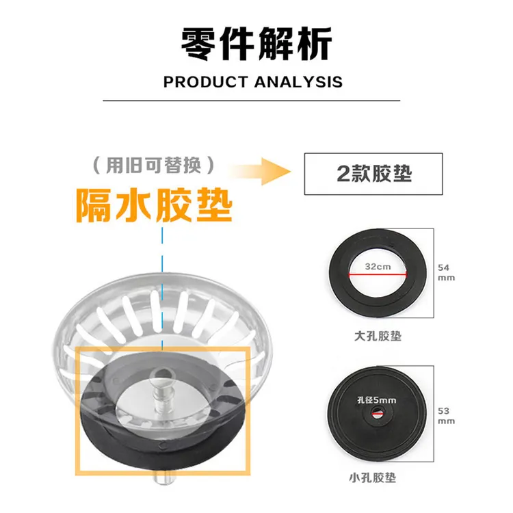 水槽老款式下水盖子硅胶密封垫厨房菜盆洗碗盆过滤网橡胶垫圈配件