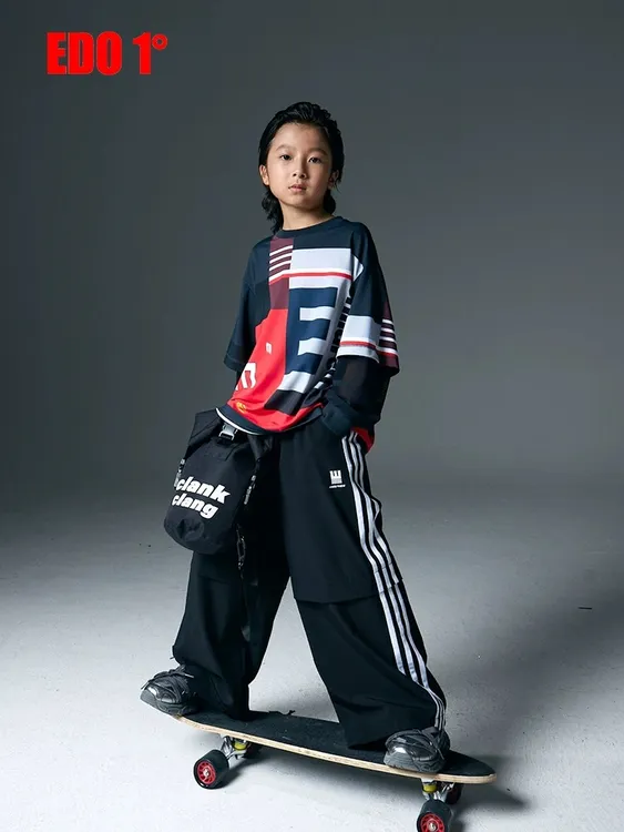 E潮童假两件T恤（直播间同款）休闲宽松时尚潮流防晒潮服