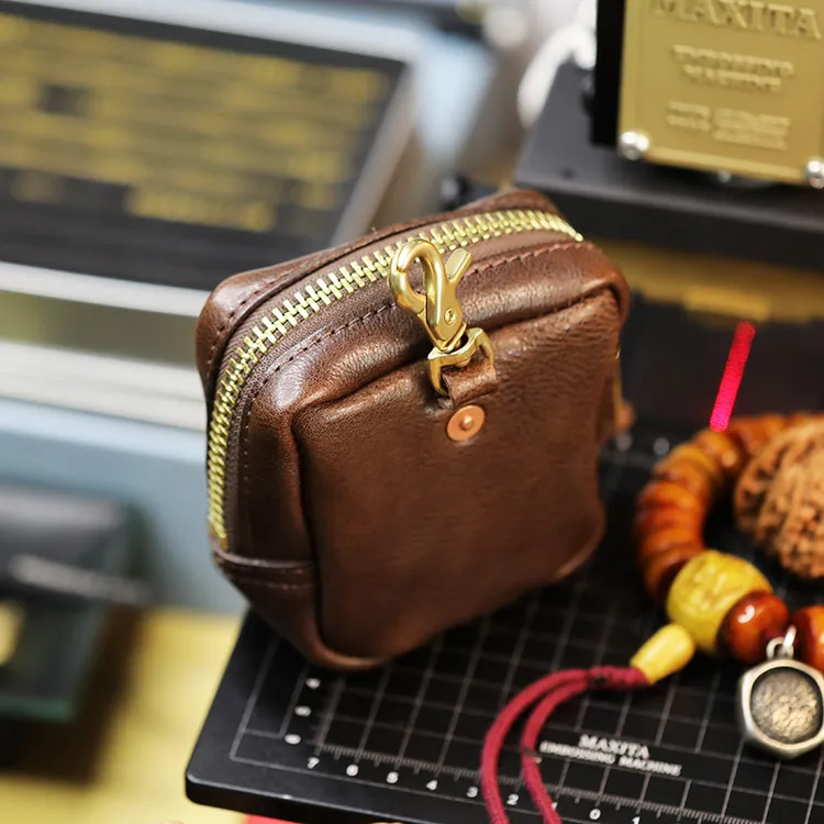 牛二家手工制作 头层牛皮小零钱包收纳包文玩包