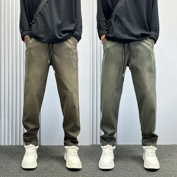 高级感纯色百搭修身小脚牛仔裤男款春秋韩版潮流帅气哈伦休闲裤子
