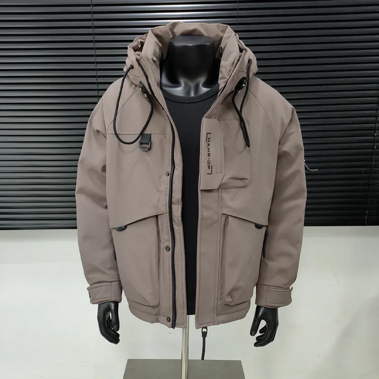 冬季新款高端潮牌多口袋工装面包服冲锋衣加厚保暖防风棉服外套男