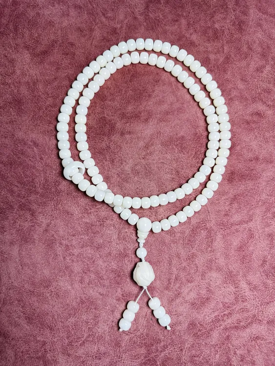 精品原生态白菩提根菩提手串108颗跑环白佛手吊坠脖挂7*9mm