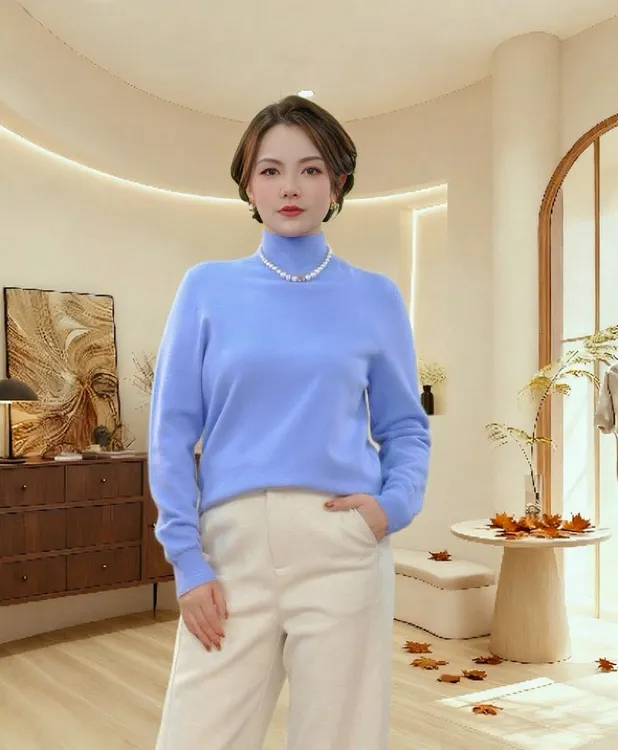 2025冬季新品一线成衣中高领纯色套头毛衣