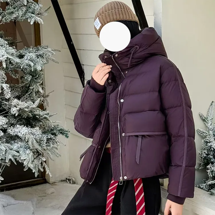 欧货潮牌宽松连帽棉服女冬季短款2025新款大码显瘦高级面包服外套