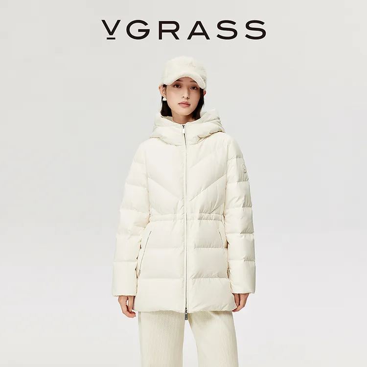 VGRASS分区绗线设计羽绒服25冬新款95鸭绒连帽立领外套VSY1Q4573H