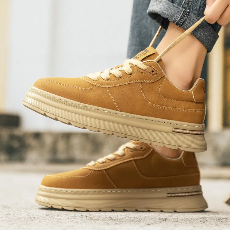 小众复古滑板鞋男士冬季新款厚底减震休闲潮鞋时尚百搭潮流工装鞋