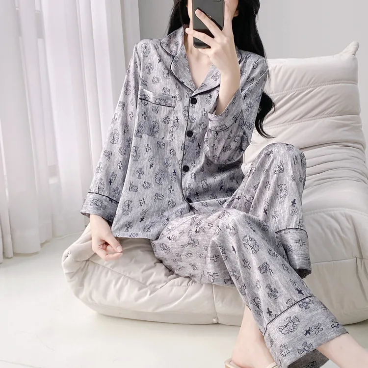 冰丝睡衣女夏 夏款睡衣 睡衣女夏冰丝 女士夏款睡衣家居服可外穿