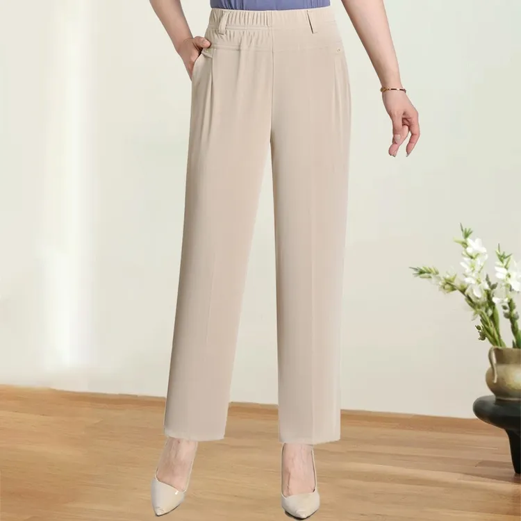 妈妈裤子冰丝九分裤夏季薄款休闲中老年人女50岁裤宽松直筒夏裤