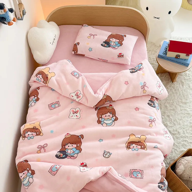 儿童幼儿园牛奶绒被套单件冬季加绒珊瑚绒被罩宝宝秋冬毛绒褥子套