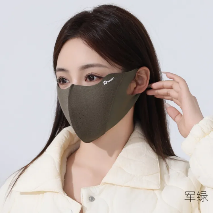 2025秋冬新款立体剪裁防晒口罩德绒拼接保暖防晒面罩