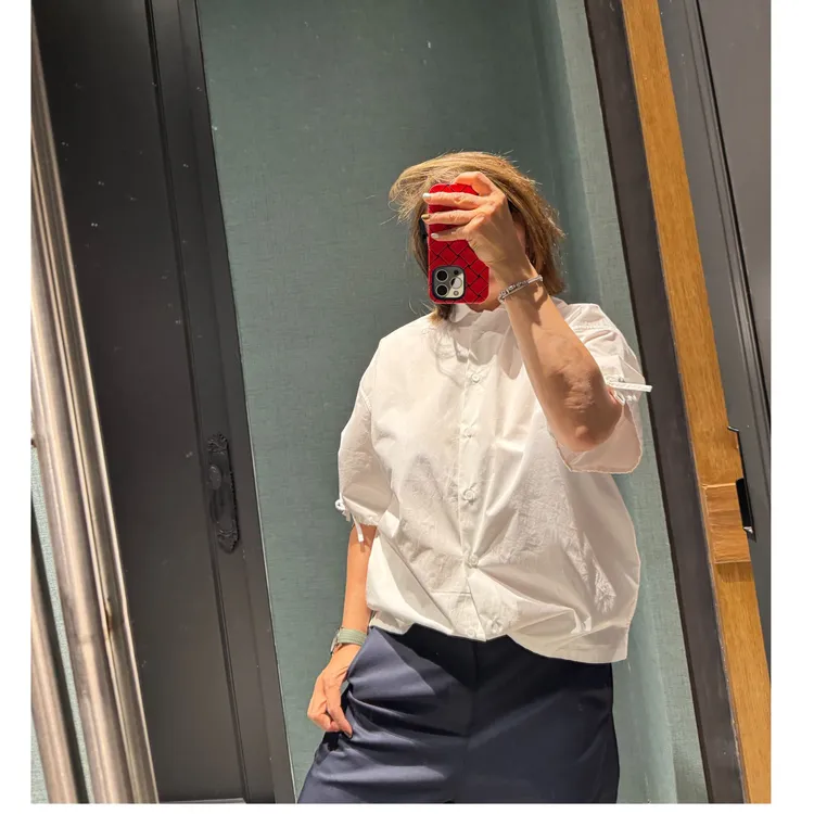 COCOLINDA |拉达风 100%棉法式妹妹白色圆领衬衫K3337