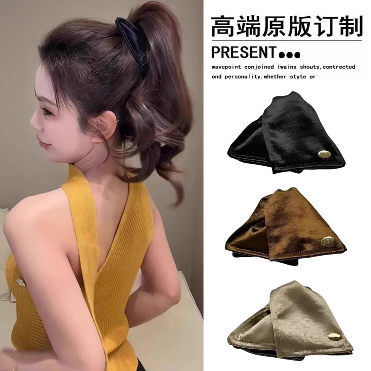 拯救扁塌头缎面贝壳三角抓夹2025新款饱满后脑勺高级感马尾发夹女