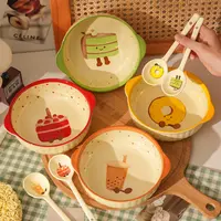 【两碗两勺】7.5英寸面碗茶语甜心陶瓷釉下彩可爱手绘少女陶瓷碗