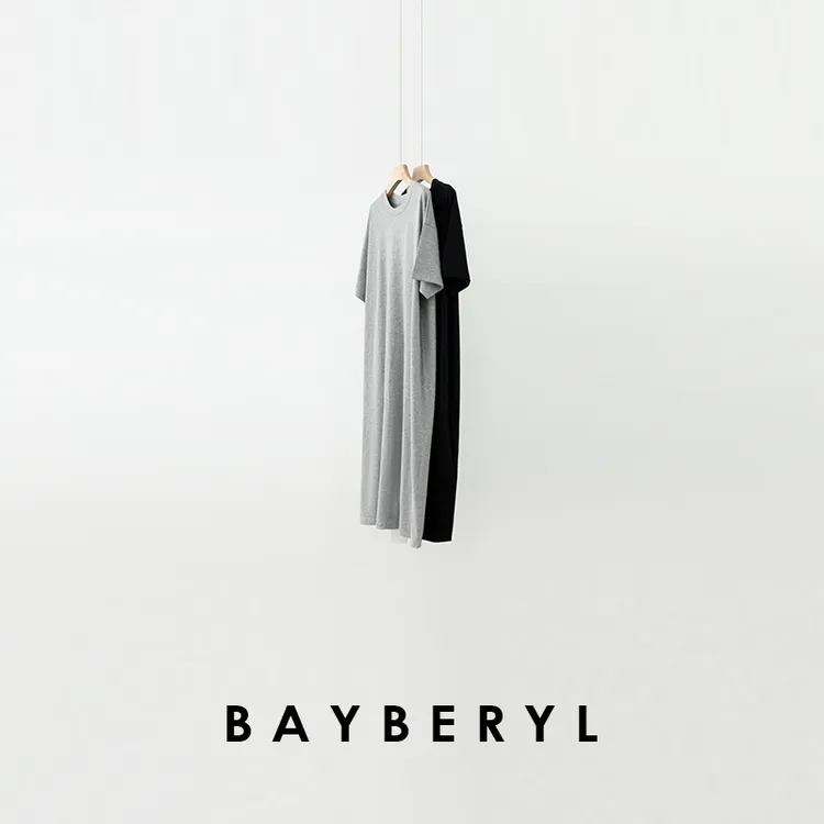 BAYBERYL老贝灵地思T恤裙宽松简约松弛圆领夏连衣裙DR5E0613-6/21