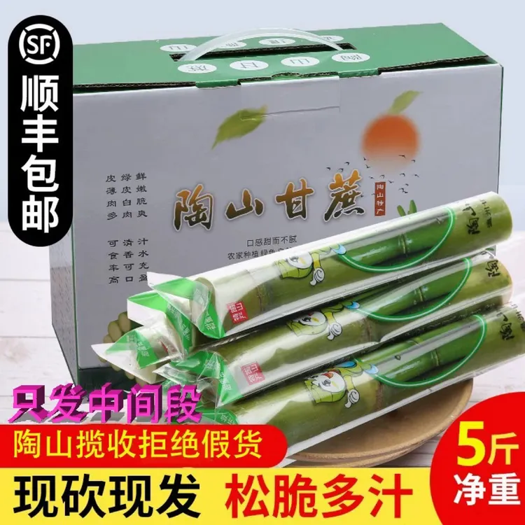 顺丰新鲜青皮绿皮陶山甘蔗当季水果脆甜爽口孕妇适用5斤