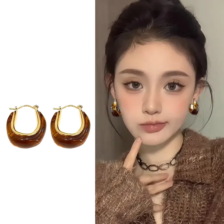 美拉德耳环女性时尚高端耳环2025新热风格多才多艺的豪华耳环7843