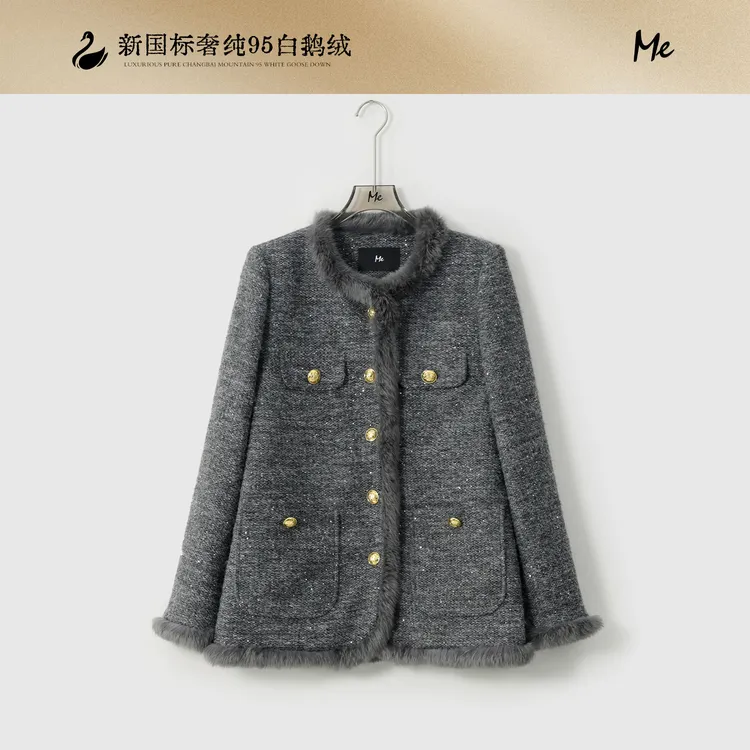 ME【比弗利】小香95鹅绒服绵羊毛星空兔毛条千金羽绒服MESA4743