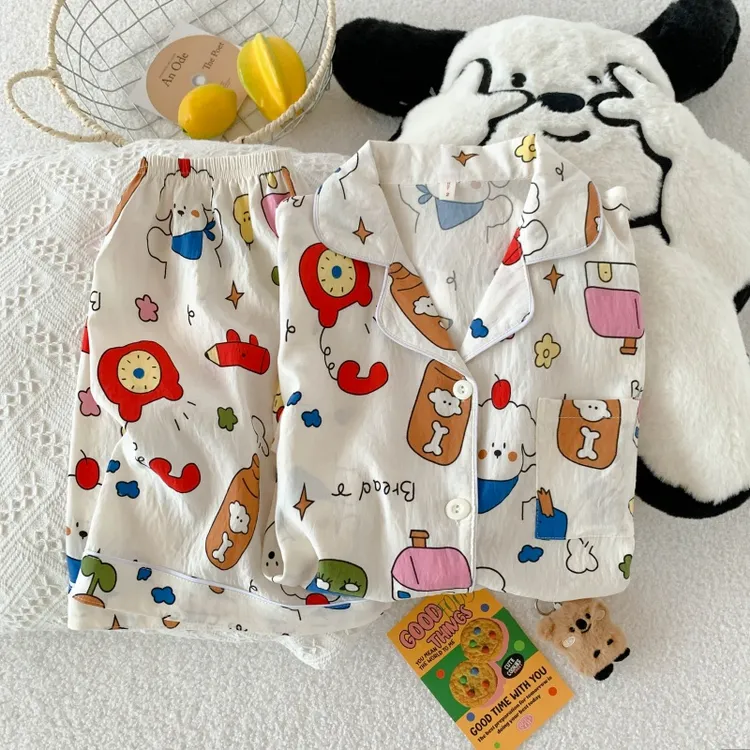 卡通玩具狗云朵棉睡衣女夏季短袖短裤学生卡通可爱少女家居服套装