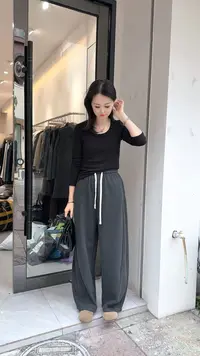 新品加绒显瘦弯刀裤休闲裤235