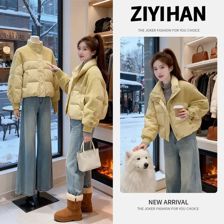 【落日黄昏】时尚百搭加厚拼接棉服外套女士2025冬季新款高级感外套