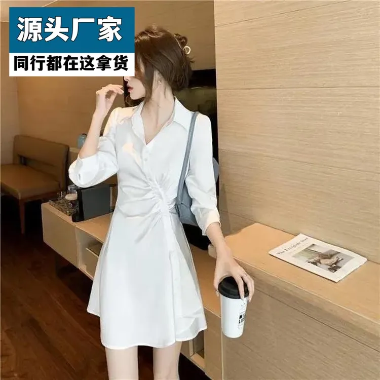 梵乐芬新柜专属2025年新款潮洋气设计感小个子衬衫裙女气质小黑裙