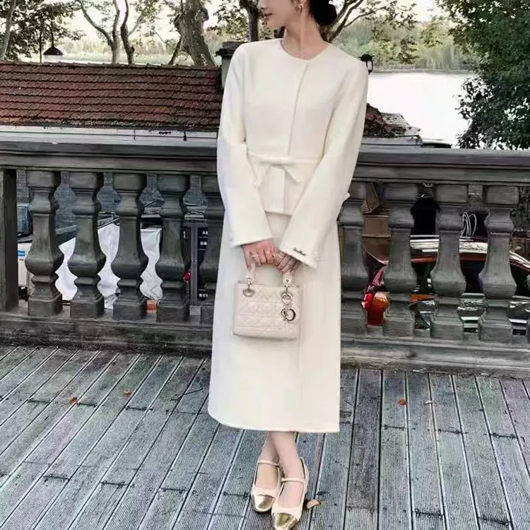 小香风白色外套上衣半身裙气质日常百搭显瘦套装2025年秋冬季新款