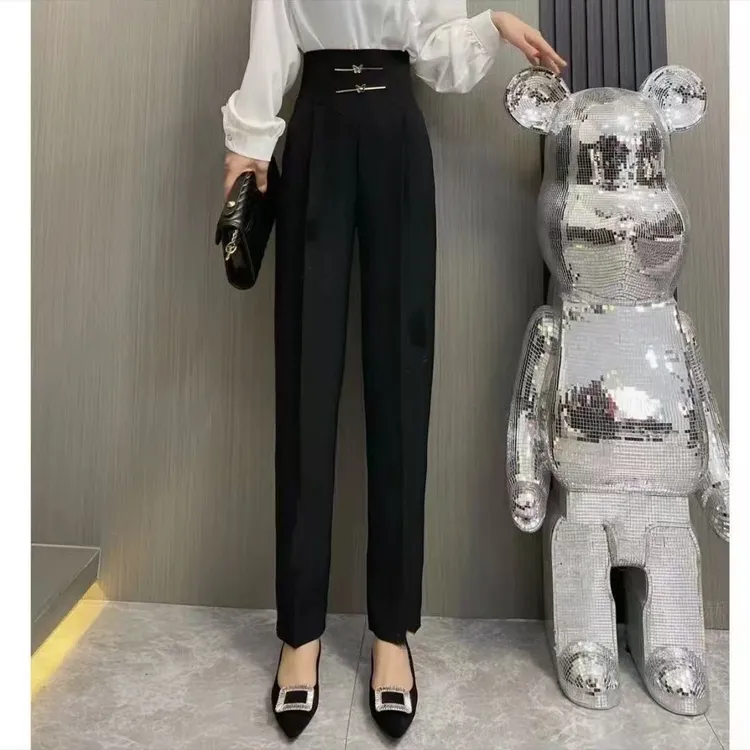 新中式国风哈伦裤女早春穿搭时尚新款气质洋气垂感西裤九分小脚裤