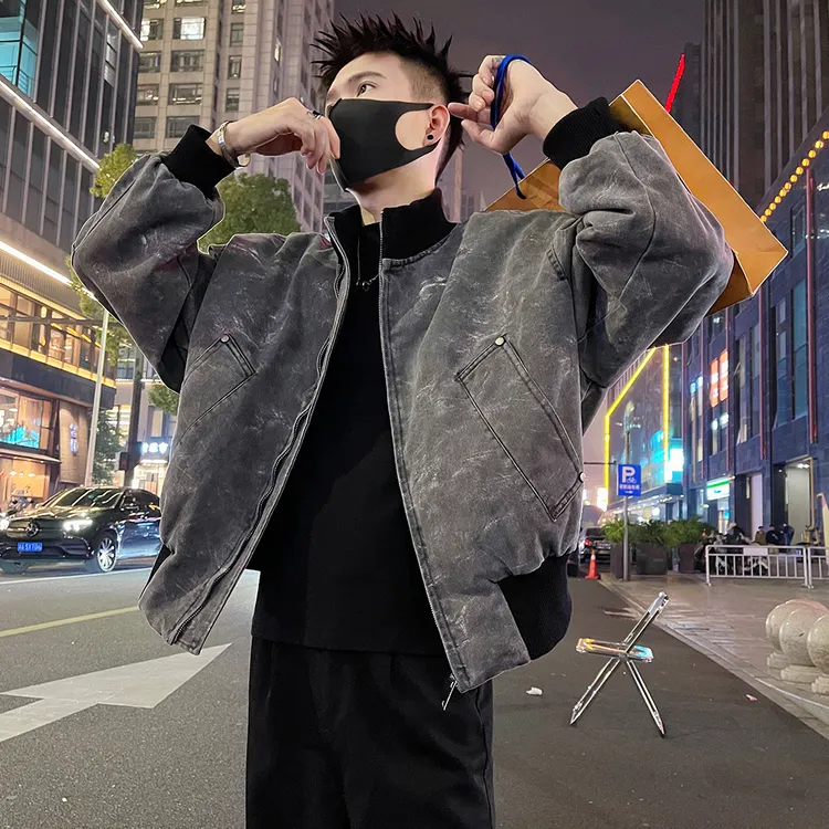 棉服男款冬季新款加绒短款牛仔棉衣外套男生衣服高级感男装棉袄子