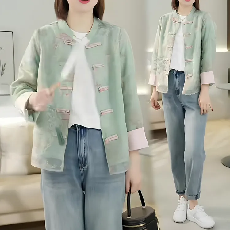 今年流行新中式国风刺绣提花外套女2026春夏季新款设计感穿搭上衣