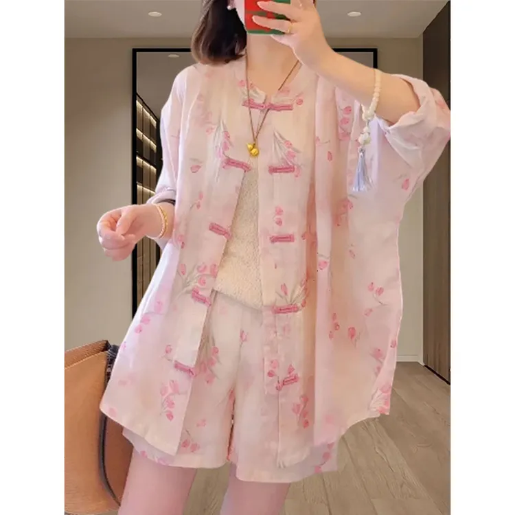 潮流国风防晒外套短裤套装女生2026年夏季新款设计感显瘦两件套