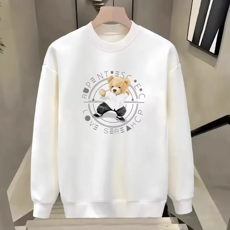 男生秋季潮牌厚款卫衣加绒长袖修身男时尚百搭休闲秋冬圆领