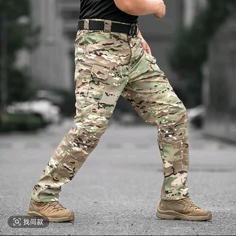 秋冬户外加绒迷彩战术裤直筒裤耐磨防烫轻便舒适保暖赠腰带