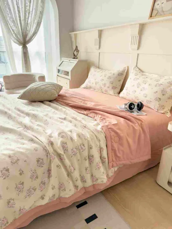 升级款A类母婴级针织双层纱夏凉被床单床笠四件套学生宿舍三件套