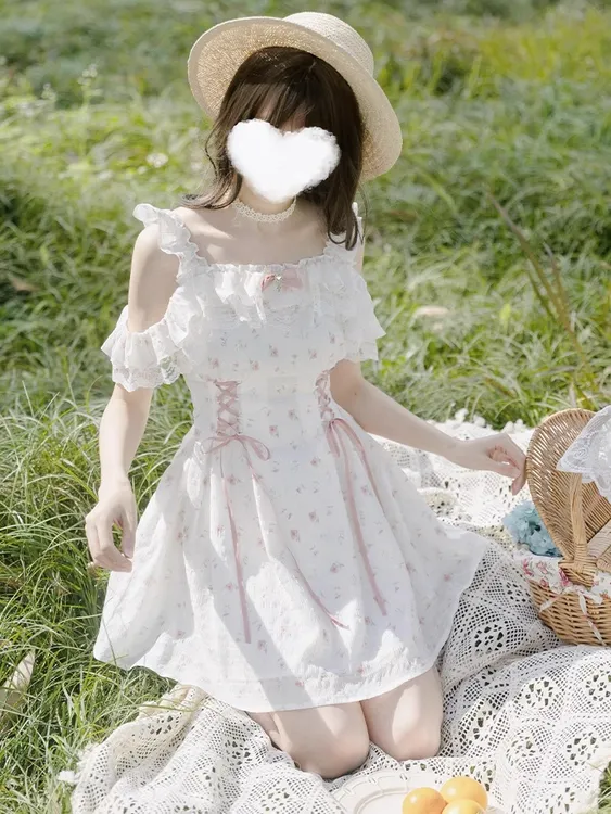 法式气质甜美温柔碎花拼接蝴蝶结连衣裙夏季新款收腰显瘦设计短裙