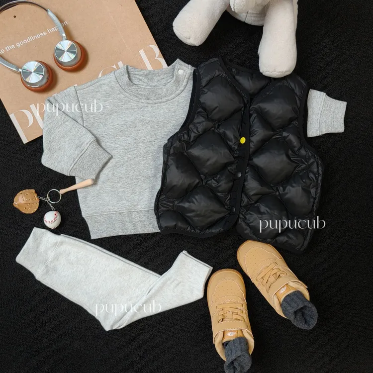 美式复古加绒套头卫衣！Pupucub宝宝秋冬分体外套加绒儿童秋冬款