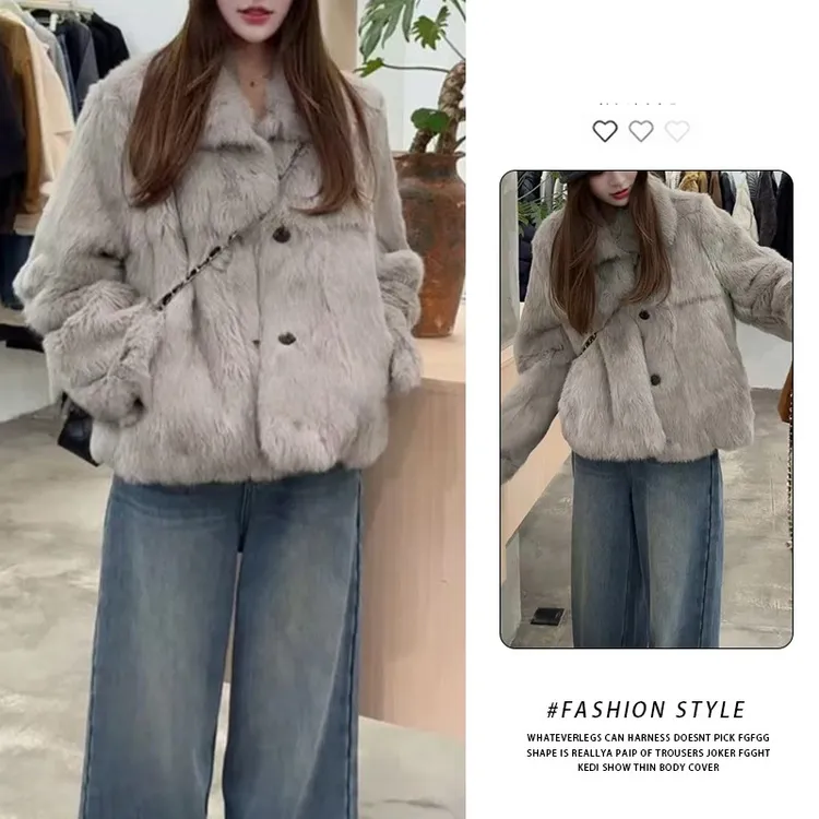 韩系时尚温柔风炸街冬装外套女2025冬季新款高级感洋气毛绒短外套