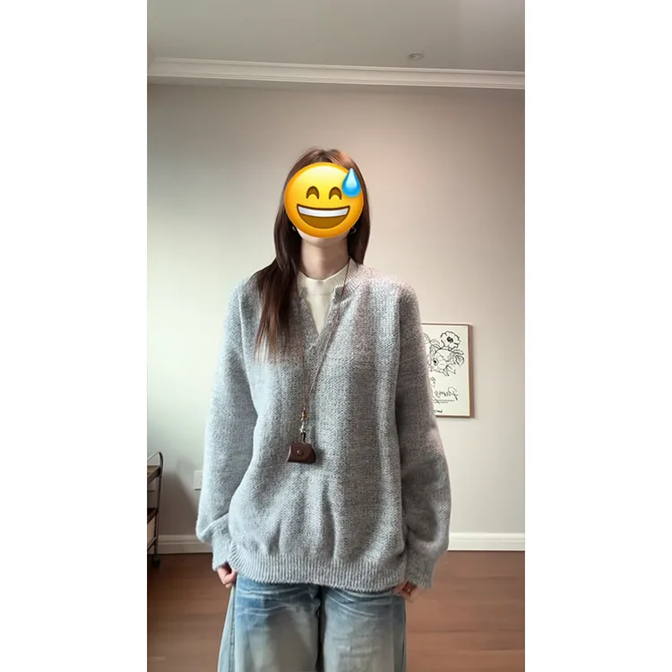 日系假两件拼色高街痞帅毛衣潮流复古男秋冬慵懒风针织上衣高级感