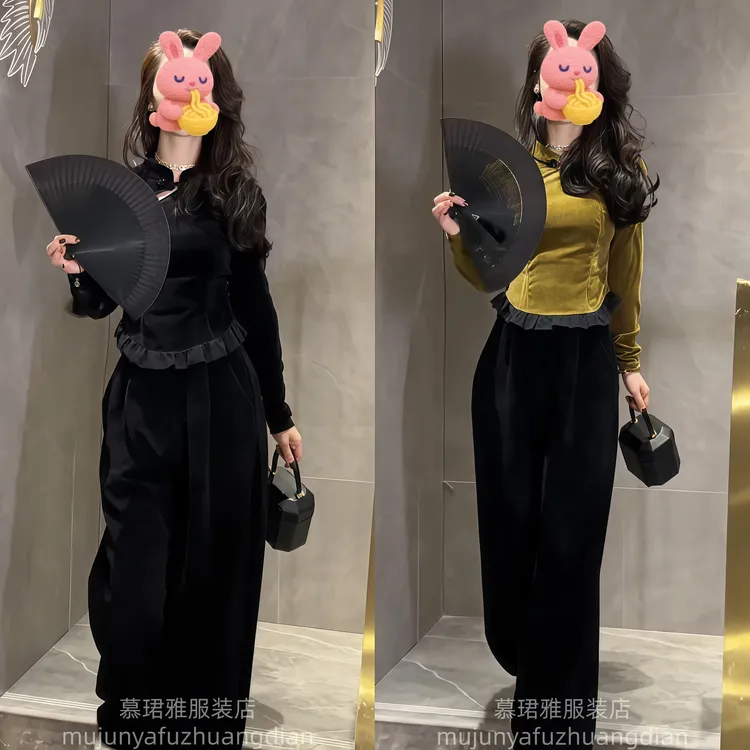 设计感网红爆款2025年冬季新款洋气长袖修身立领打底衫裤子套装
