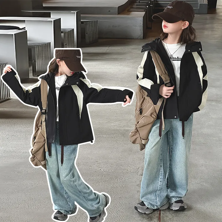 女孩女童外套秋冬款新款连帽冲锋衣款式三合一洋气时髦初中生