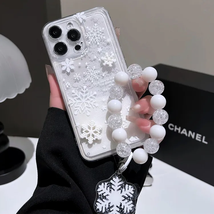 冬日雪花流沙适用苹果17promax华为vivo小米oppo手机壳全包氛围感