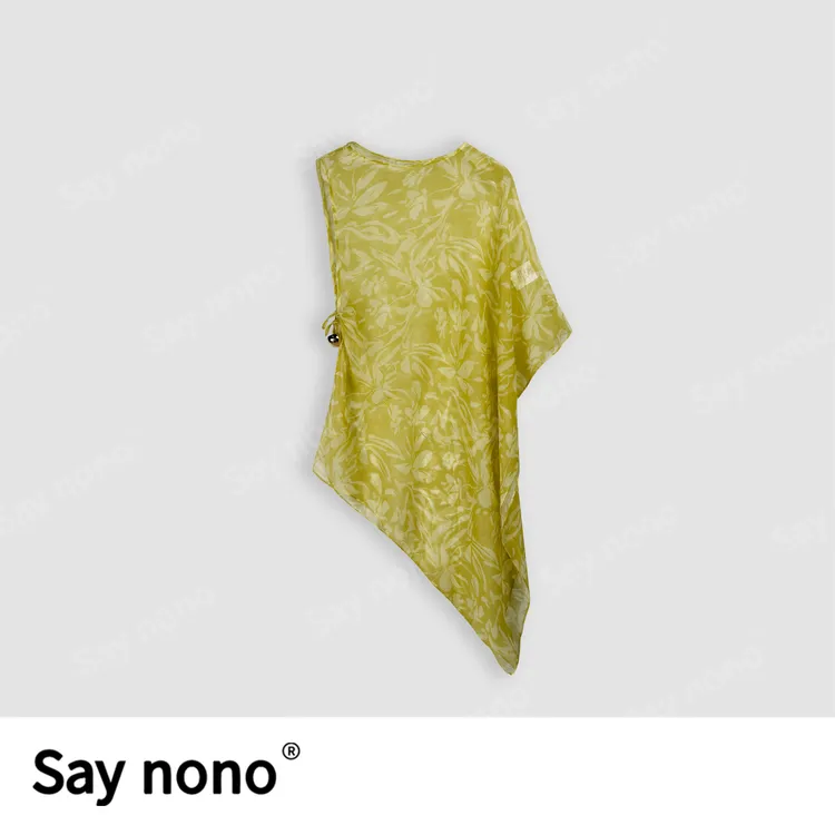 懒猫nono│Saynono夏新款无袖披肩衬衫设计款气质舒适上衣H32066X