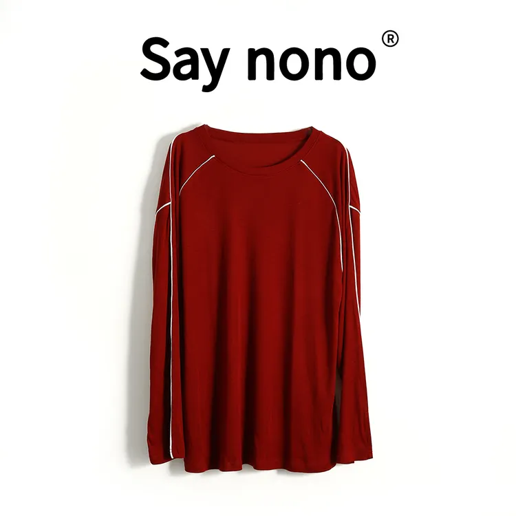 懒猫nono│Saynono ＿插肩袖圆领时尚休闲百搭长袖T恤/HD3021