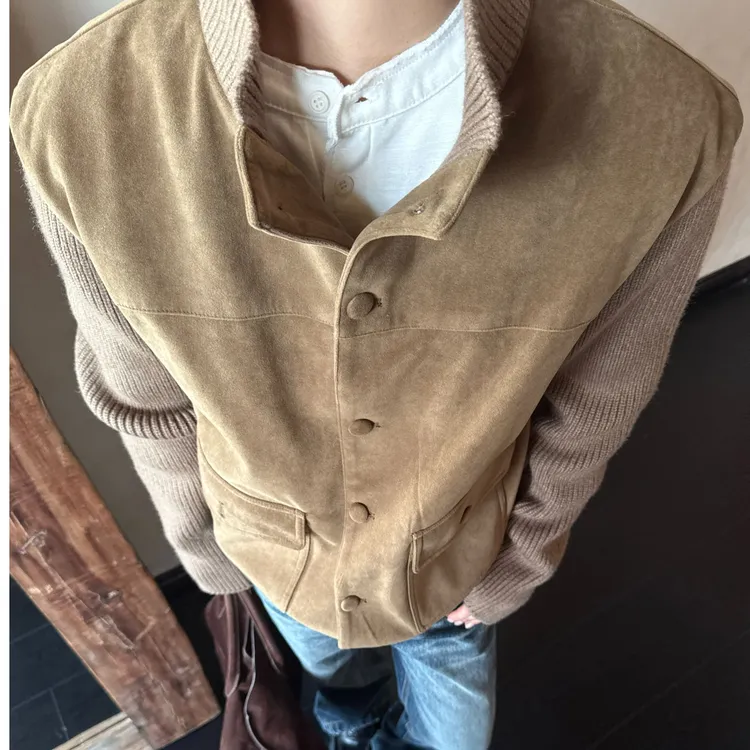 【EME】【罗马 梵蒂冈】经典老钱仿麂皮绒外套剪裁A1飞行员立领夹克